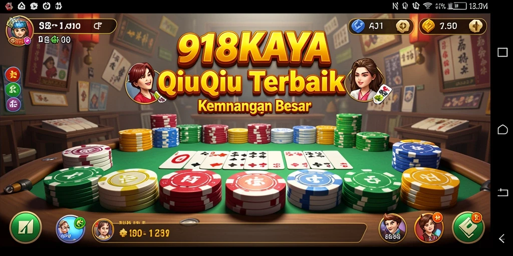 Screenshot utama 918KAYA menampilkan gameplay QiuQiu yang intens.