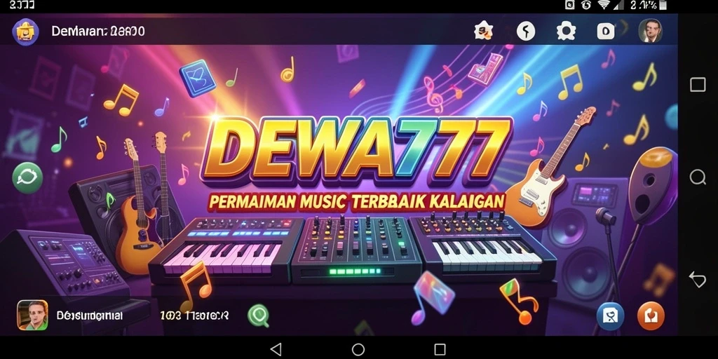 Screenshot utama DEWA777 menampilkan antarmuka permainan musik yang interaktif.