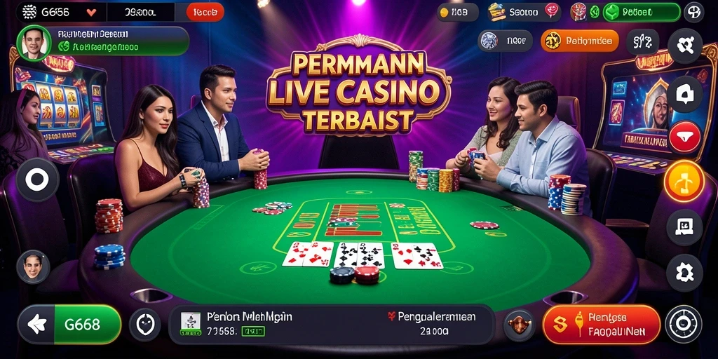Tampilan gameplay G668 yang mendebarkan dengan dealer langsung.