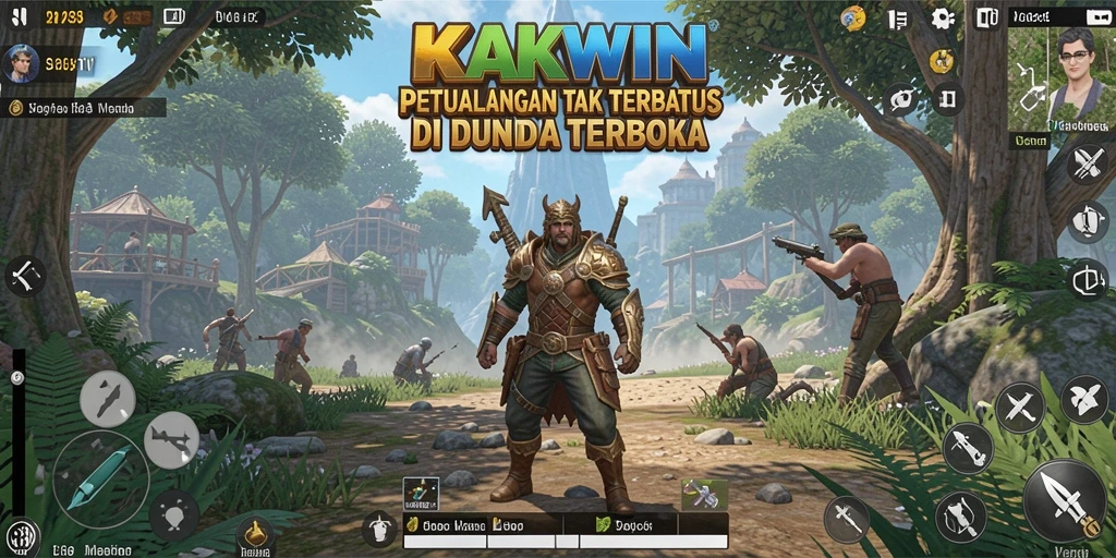 Tampilan gameplay KAKWIN dalam dunia terbuka yang luas.