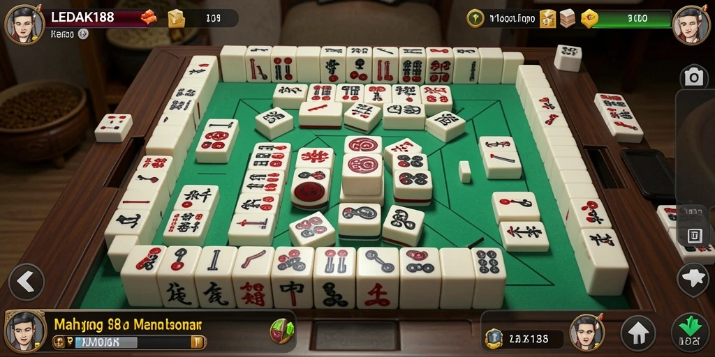 Tampilan gameplay LEDAK188 yang menarik saat bermain Mahjong.