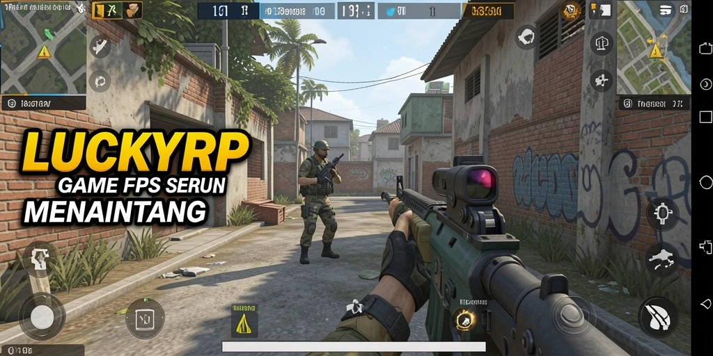Screenshot gameplay LUCKYRP menampilkan pertempuran intens di arena yang mendebarkan.