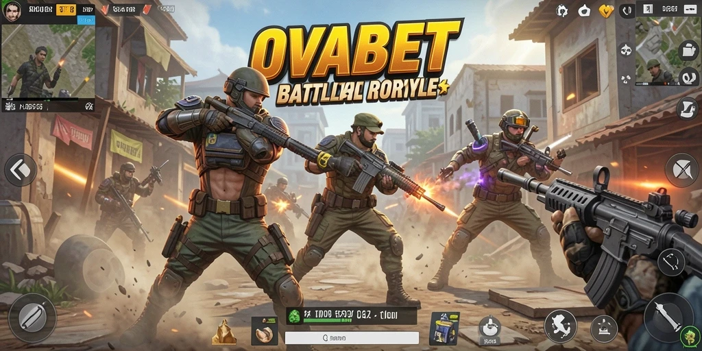 Screenshot utama OVABET menampilkan aksi seru pertarungan Battle Royale.